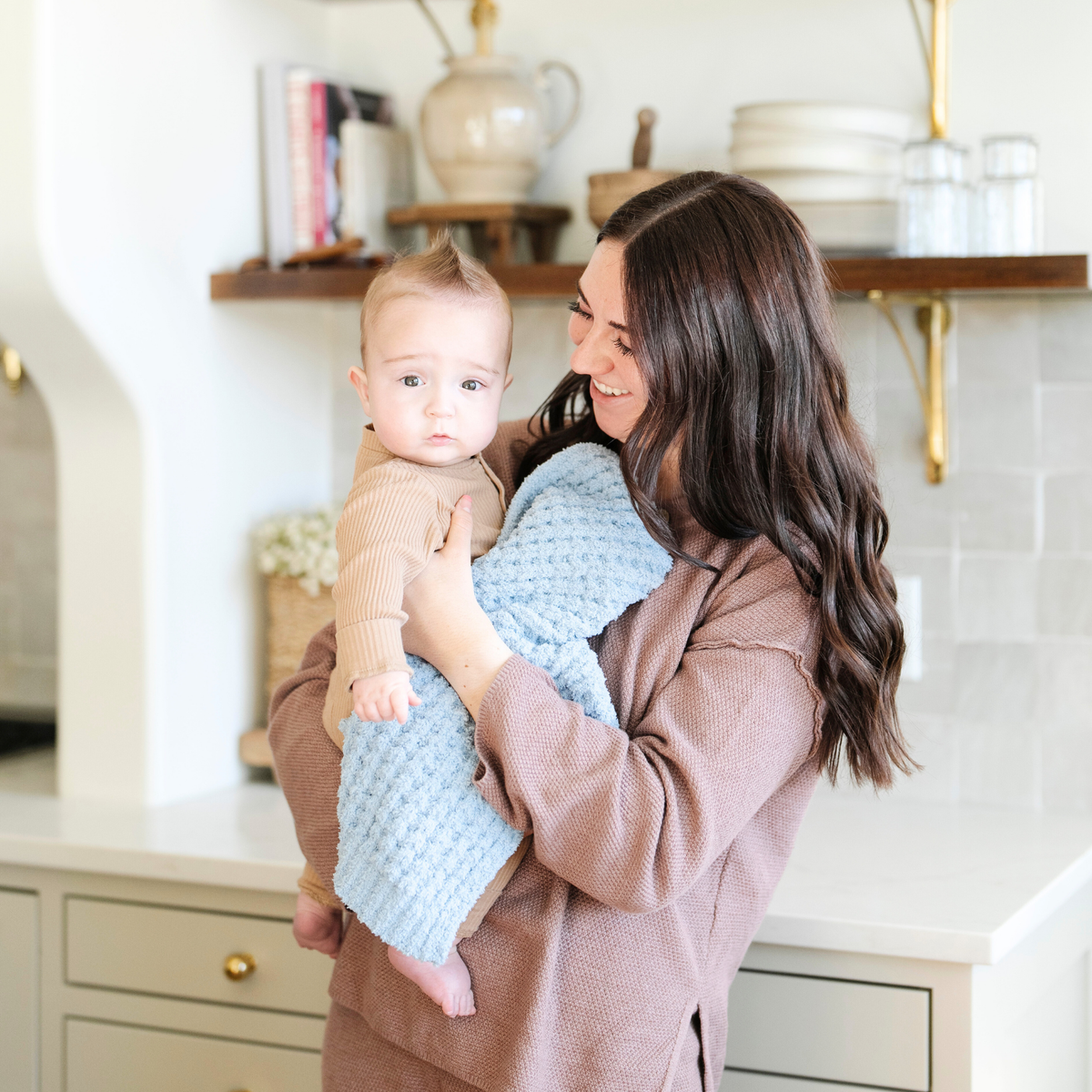 Saranoni - WAFFLE KNIT MINI BLANKETS - Baby Dill