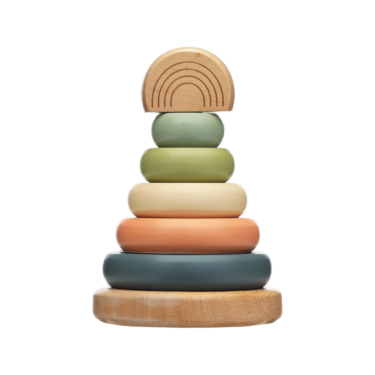 Pearhead - Wooden Stacking Rainbow Tower Baby Toy, Nursery Decor - Baby Dill