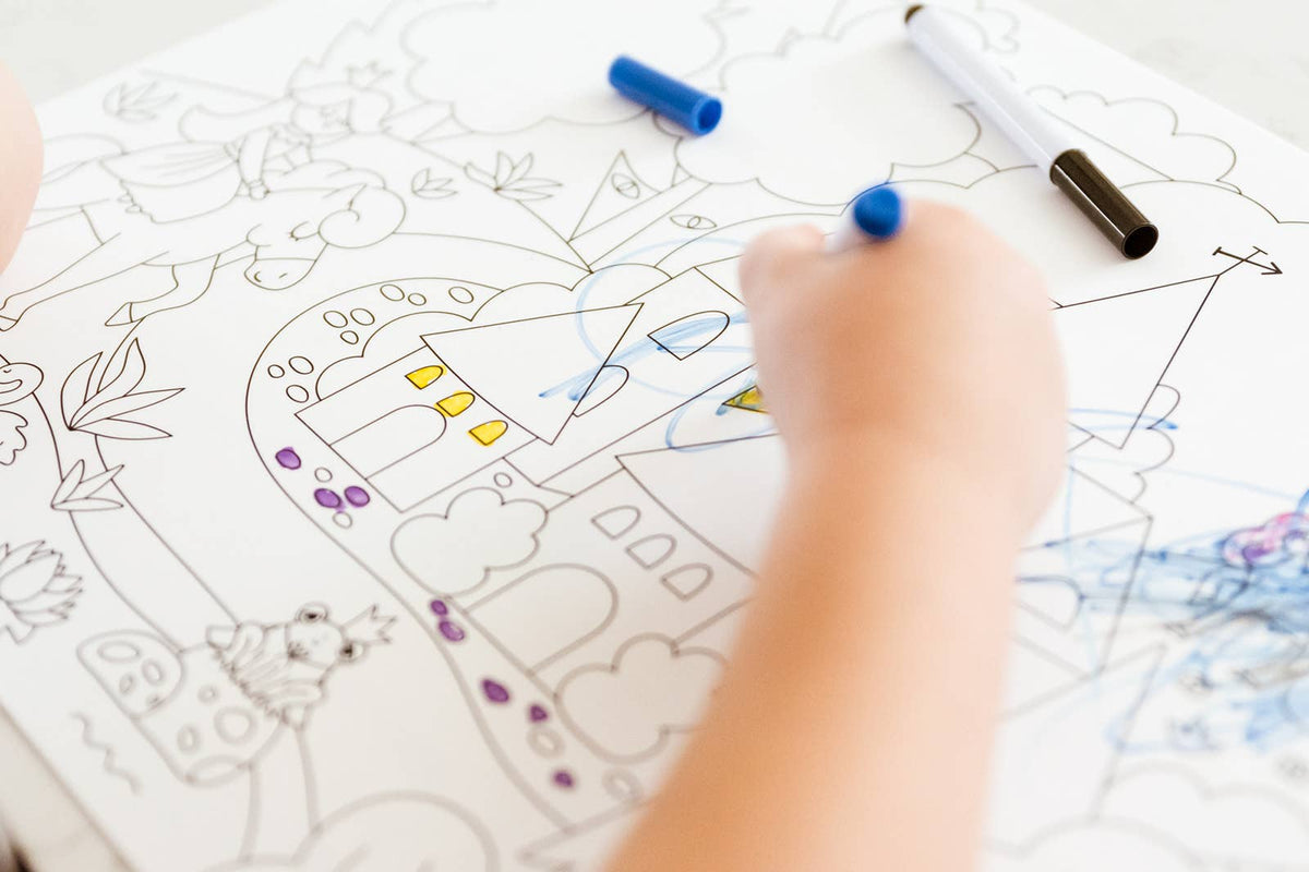 Silicone Reusable Coloring Placemat with Markers - Baby Dill