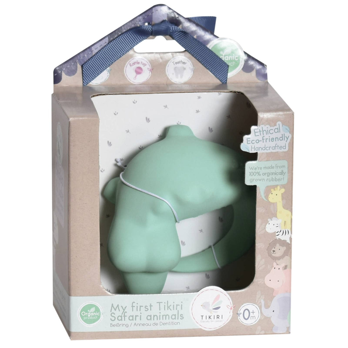 Crocodile Natural Organic Rubber Teether, Rattle &amp; Bath Toy