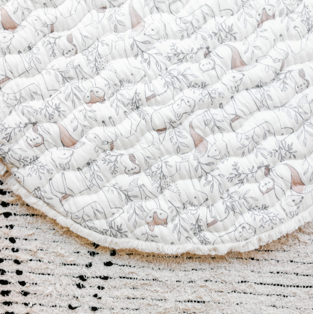 Ezra Quilted Woodland Playmat - Baby Dill
