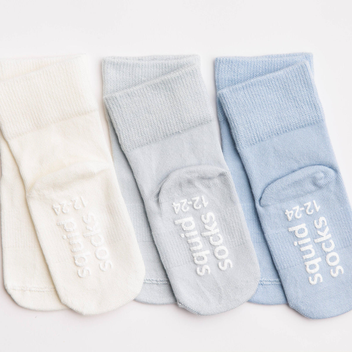 Casen - Non-Slip Baby Socks in Ivory, Powder and Baby Blue