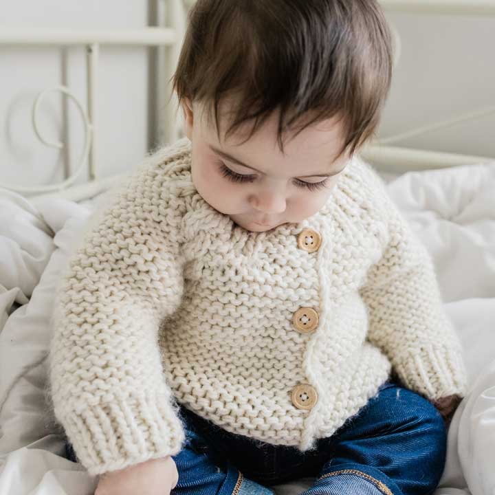 Garter Stitch Hand Knit Cardigan Sweater