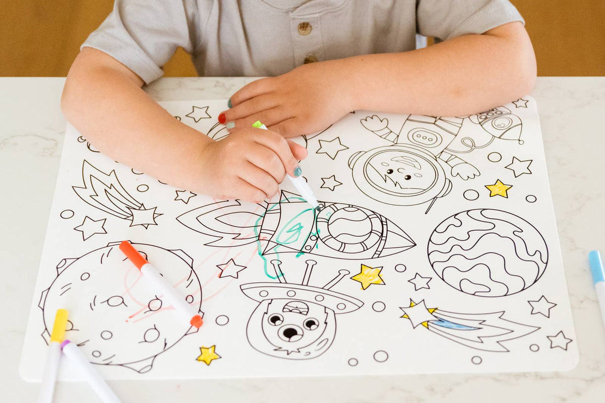 Silicone Reusable Coloring Placemat with Markers - Baby Dill