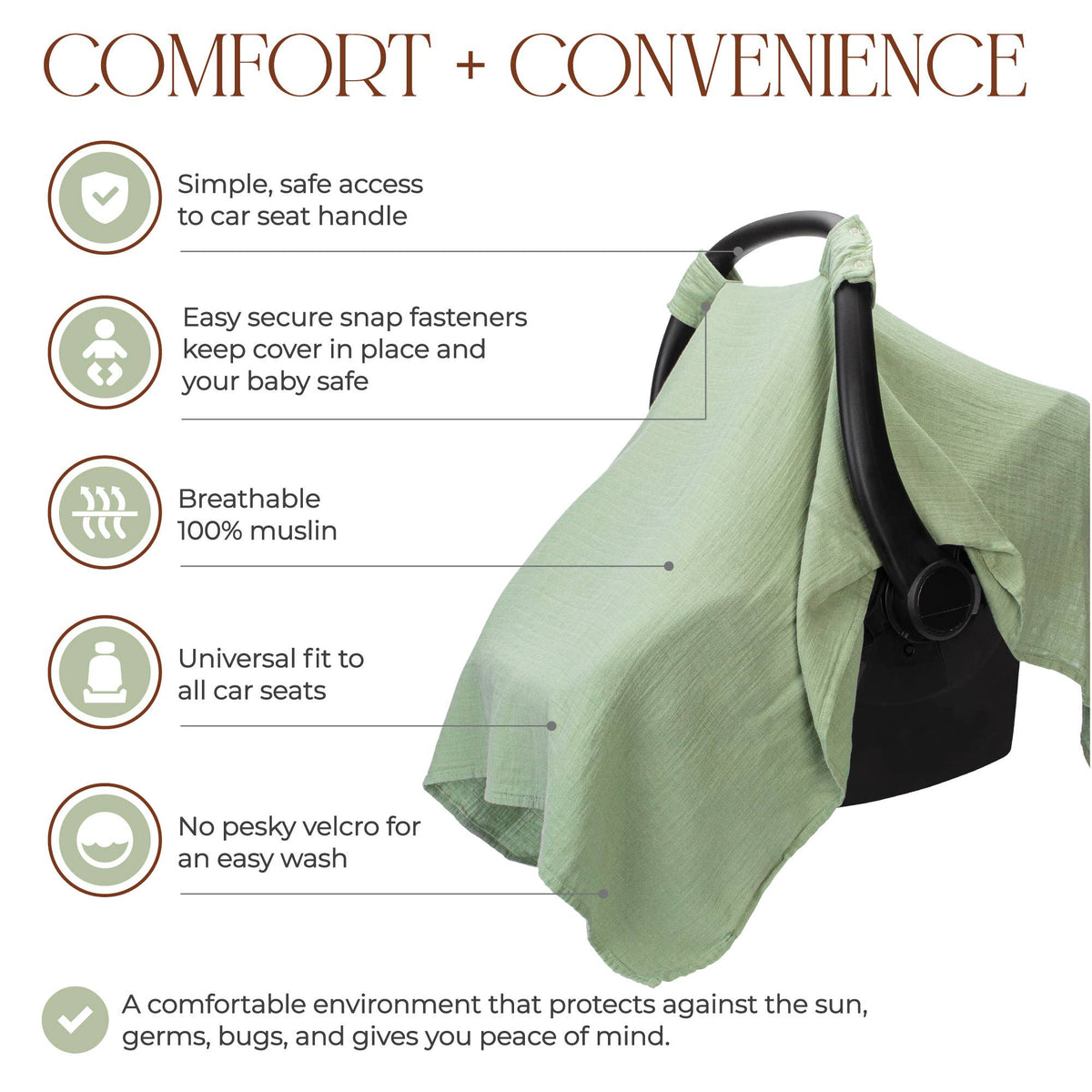 Baby Car Seat Cover - Cotton/Muslin