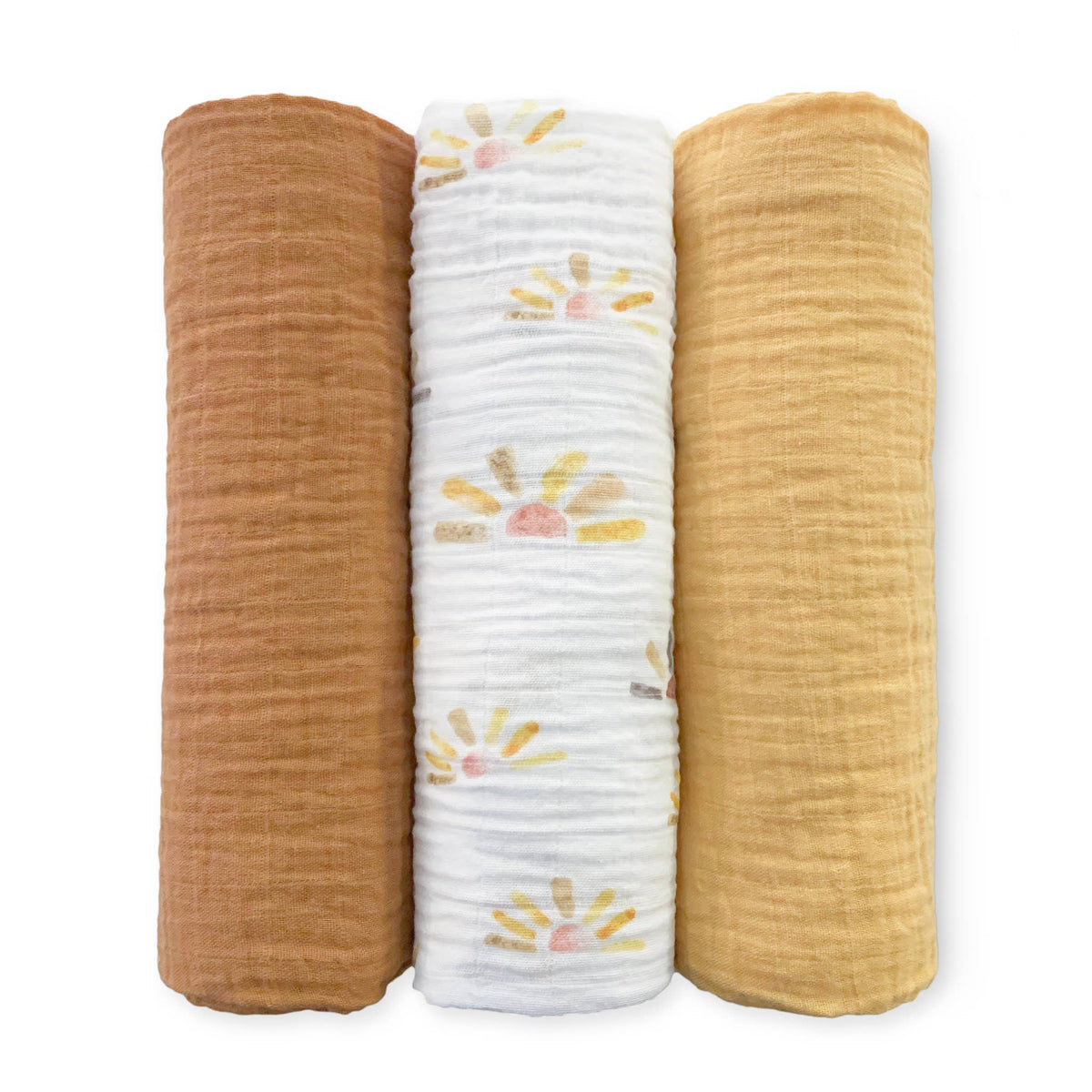 Muslin Swaddles, Set of 3, Watercolor Sunny Days