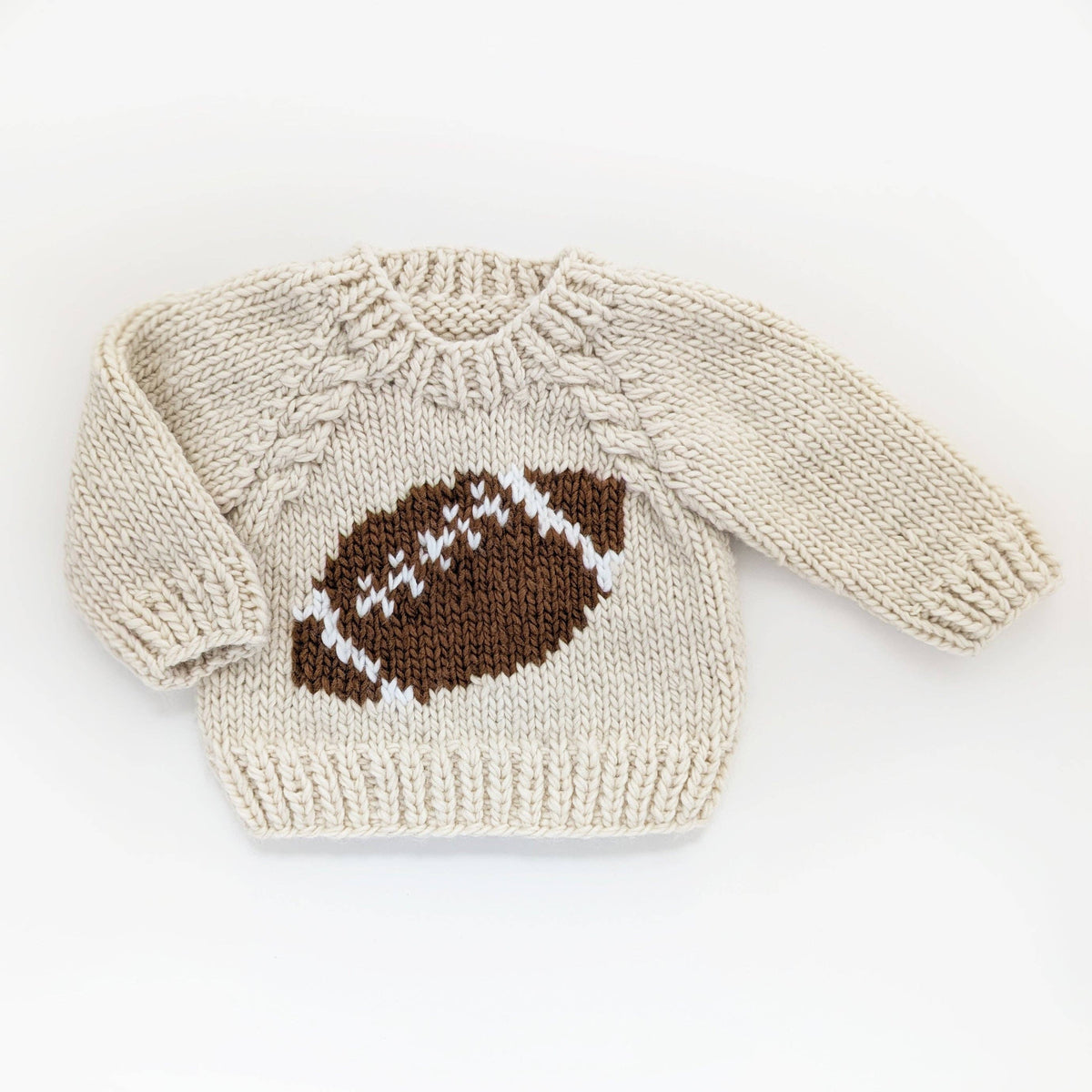 Hand Knit Football Crew Sweater