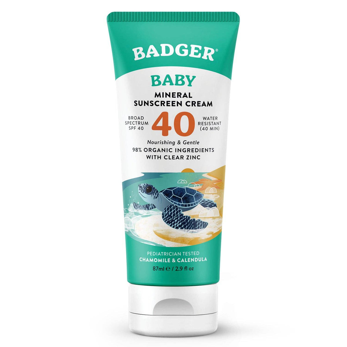 Badger Mineral Baby Sunscreen Cream SPF 40 with Zinc Oxide - Baby Dill