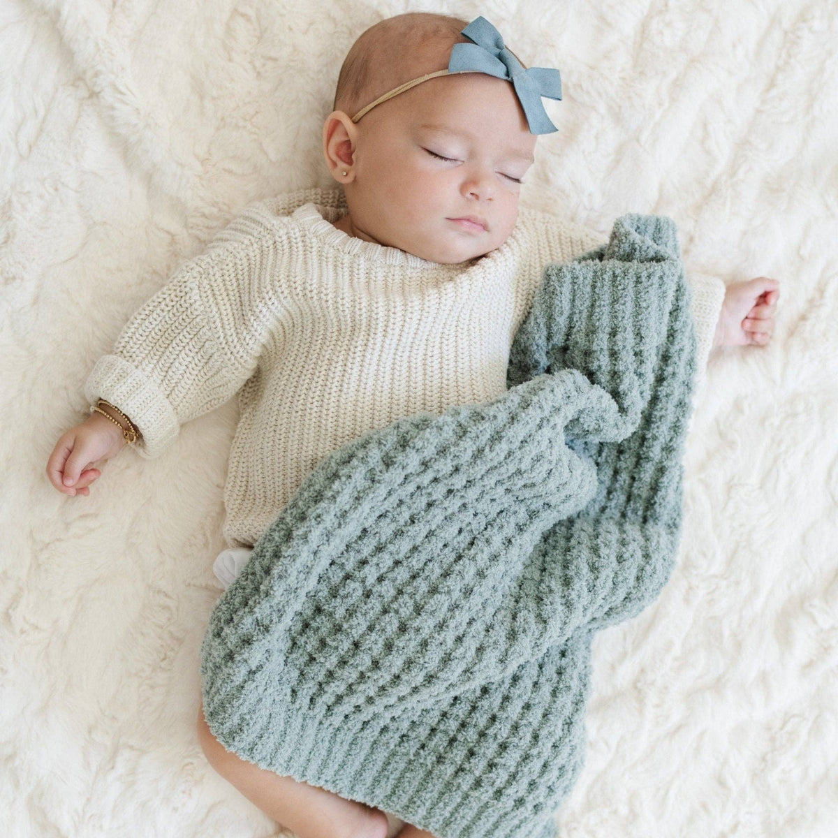 Saranoni - WAFFLE KNIT MINI BLANKETS - Baby Dill