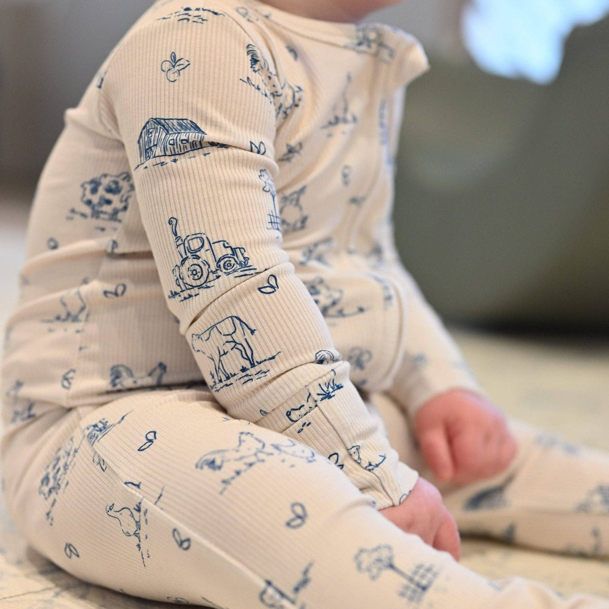 Double Zip Bamboo Vintage Farm Zip Romper Sleeper