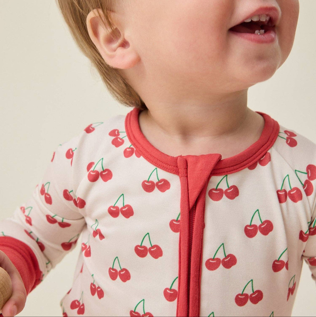 Bamboo Baby Pajama | Ivory Cherries
