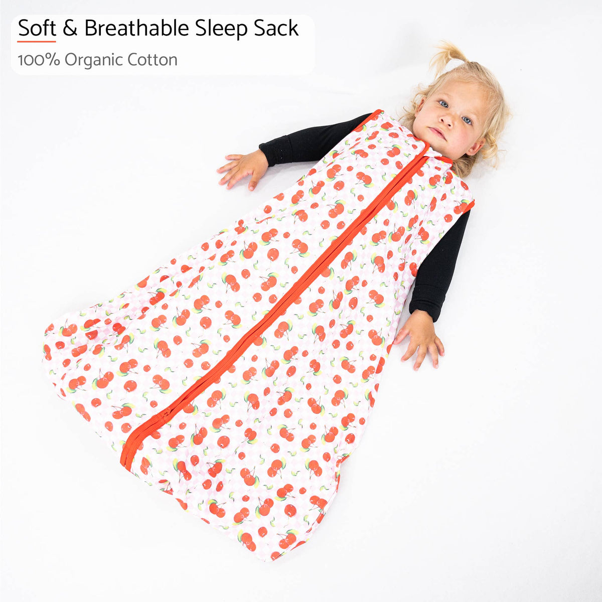 LollyBanks - Organic Cotton Sleep Sack 0.5 TOG Cherry On Top - Baby Dill
