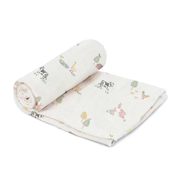 Barnyard Friends Muslin Swaddle Blanket