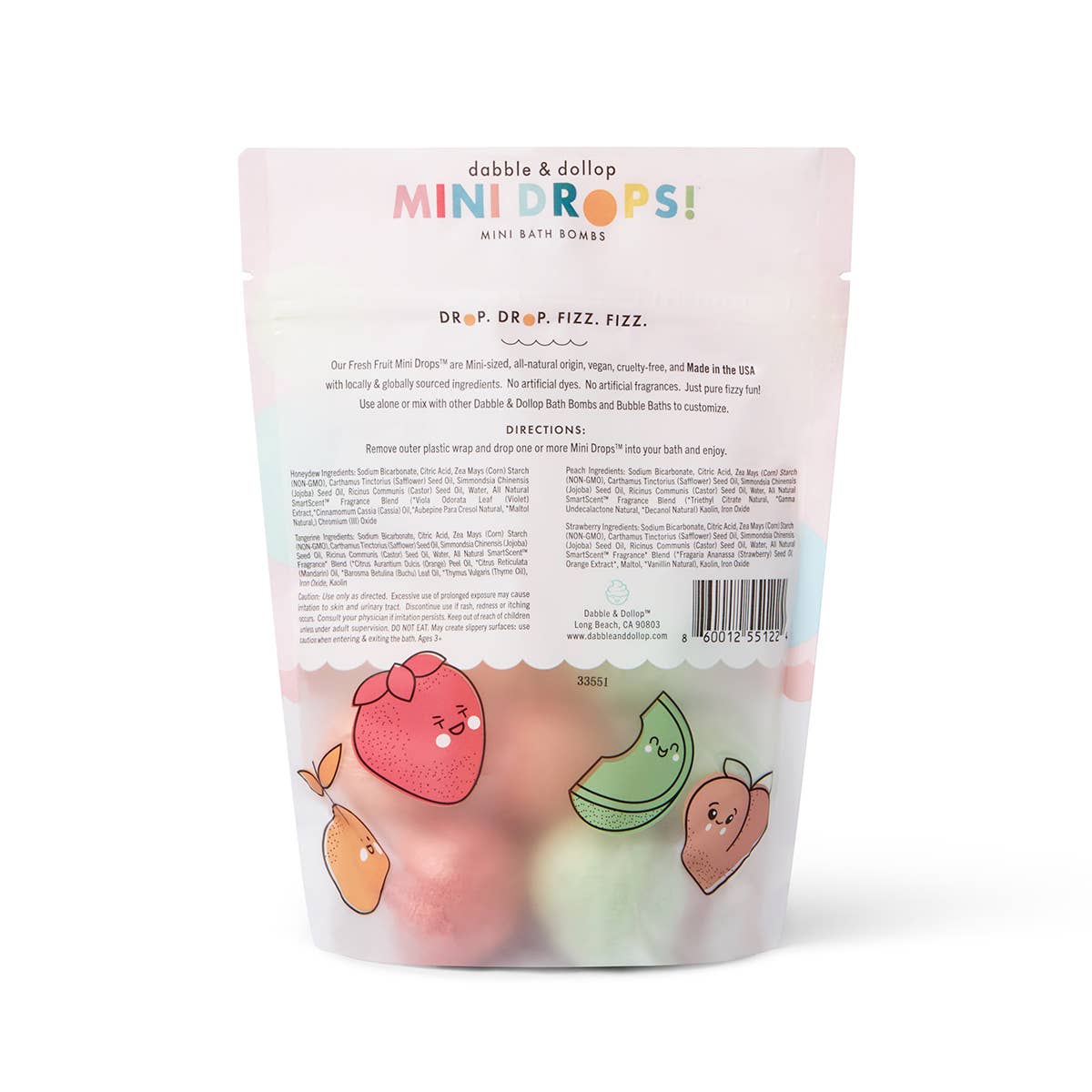 Dabble & Dollop® - Mini Drops® Bath Bombs - Fresh Fruit - Baby Dill