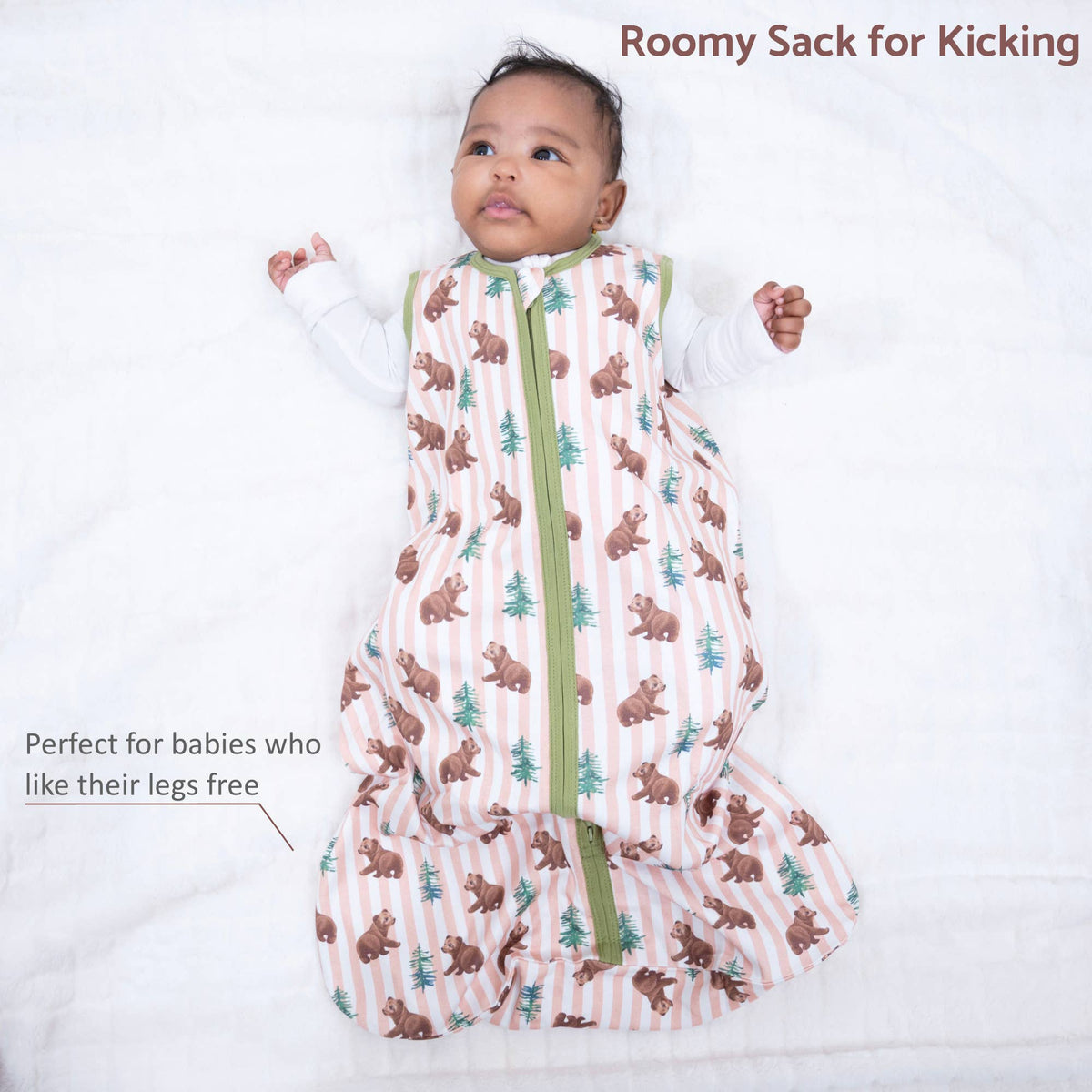 LollyBanks - Baby Bear Baby Sleep Sack, 100% Organic Cotton - Baby Dill