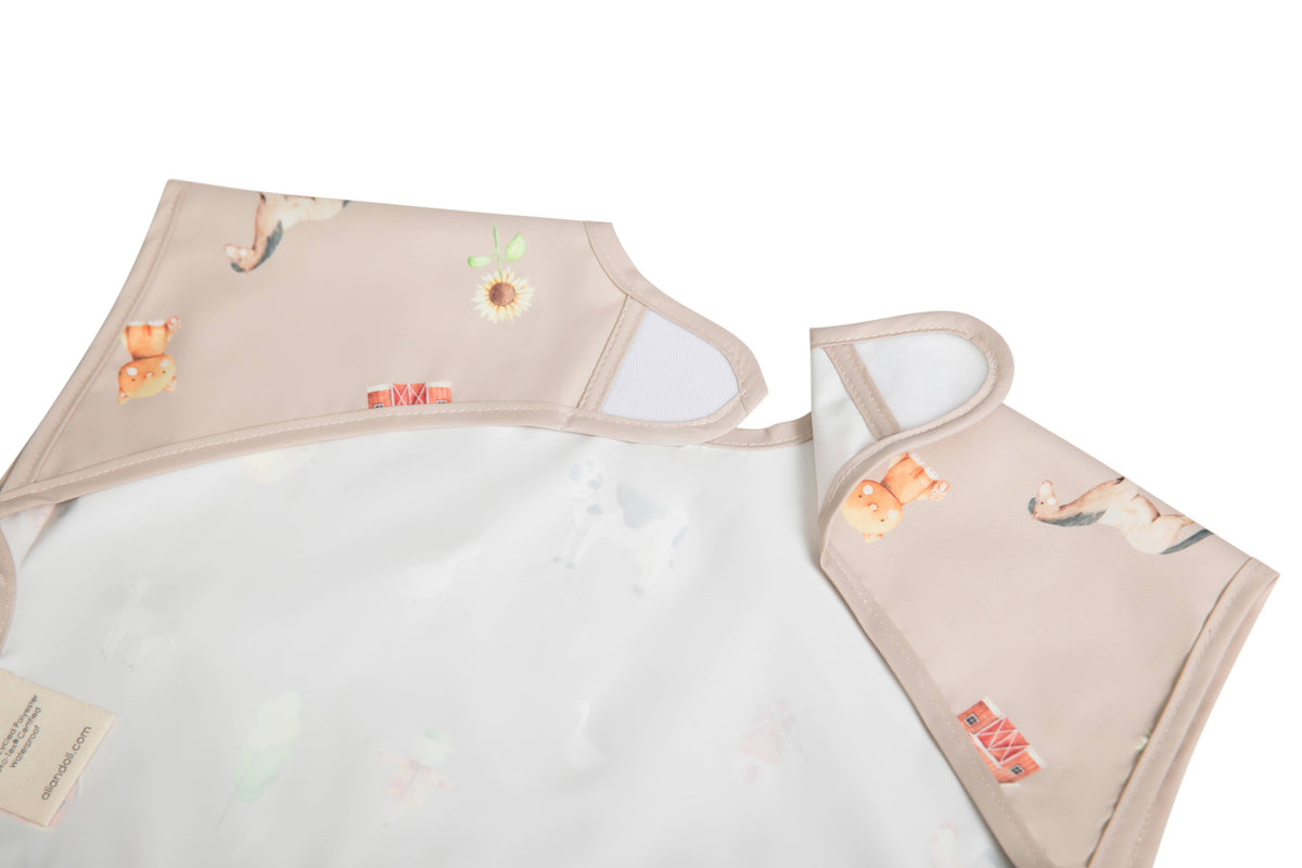 Ali+Oli - Smock Bib for Baby & Toddler Short Sleeve (Farm) - Baby Dill