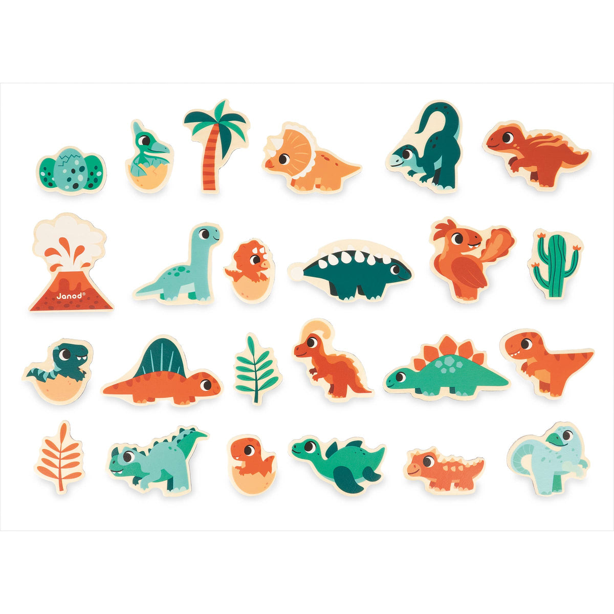 Janod - Set of Magnets | Dino | 24 wooden magnetic pieces | toy - Baby Dill