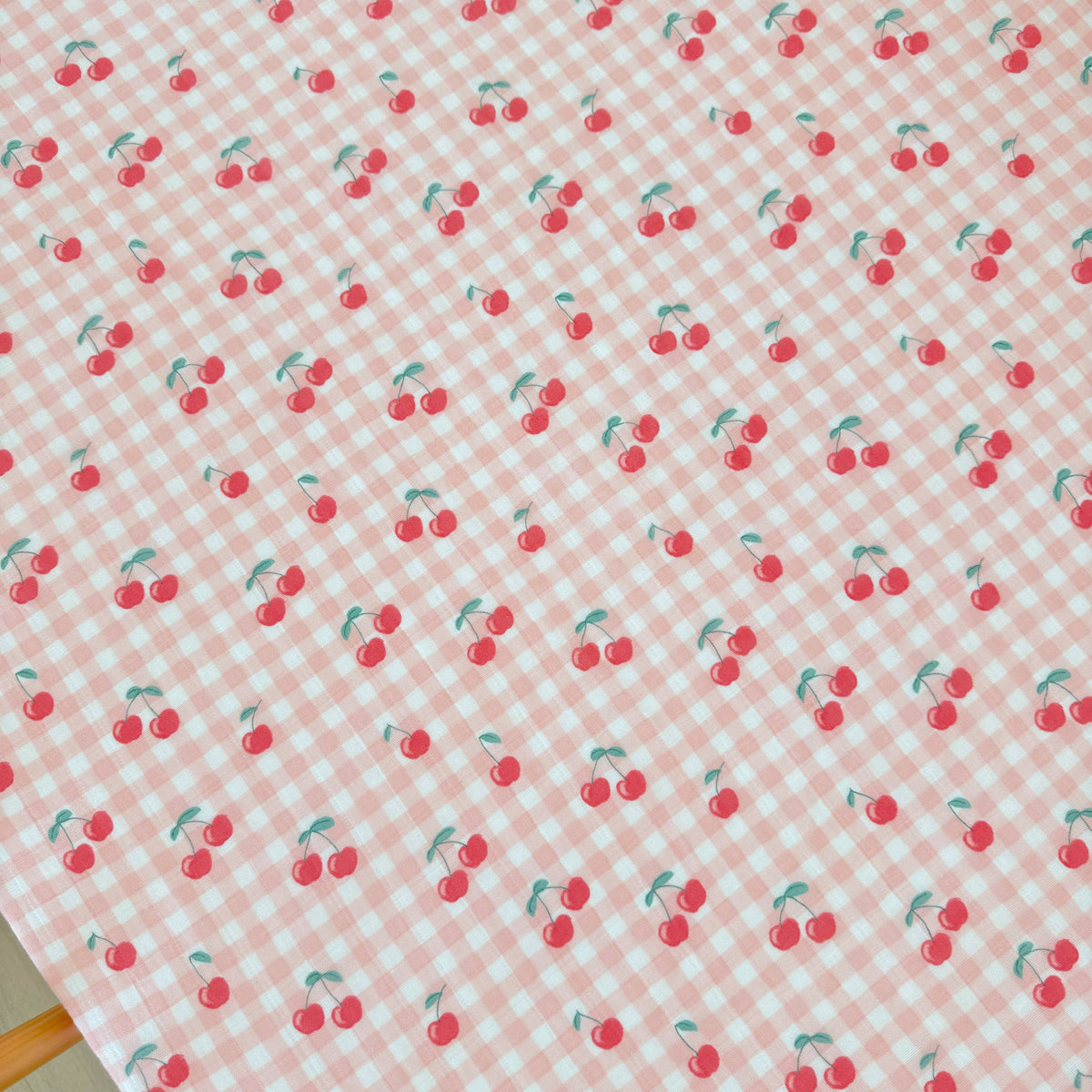 SIIX Collection - Gingham Cherries / Muslin Crib Sheet - Baby Dill