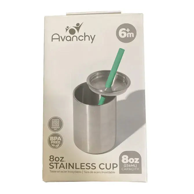 8 oz. Stainless Steel Baby Cup Silicone Straw &amp; Lid