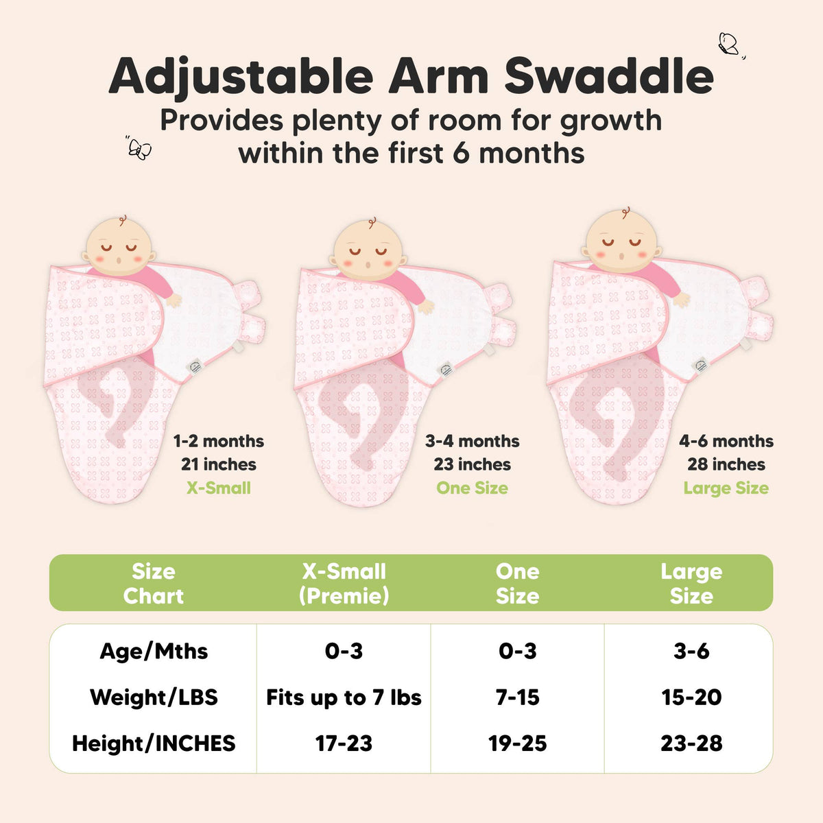3pk Soothe Baby Swaddles 0-3 Months  Sleep Sack for Newborns