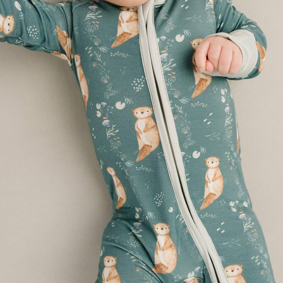 Little One Shop - Otter Pals Bamboo Sleeper - Baby Dill