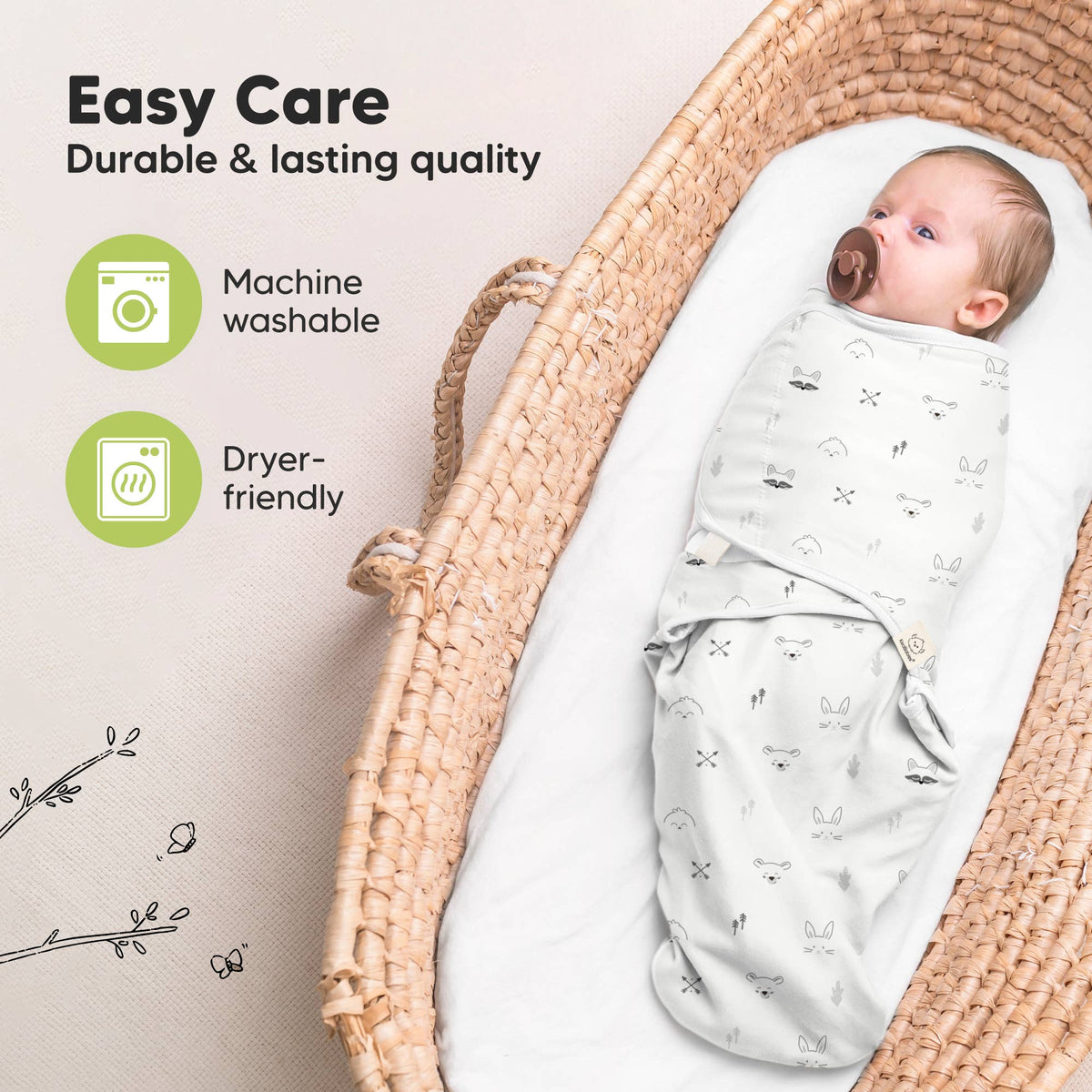 3pk Soothe Baby Swaddles 0-3 Months Sleep Sack for Newborns