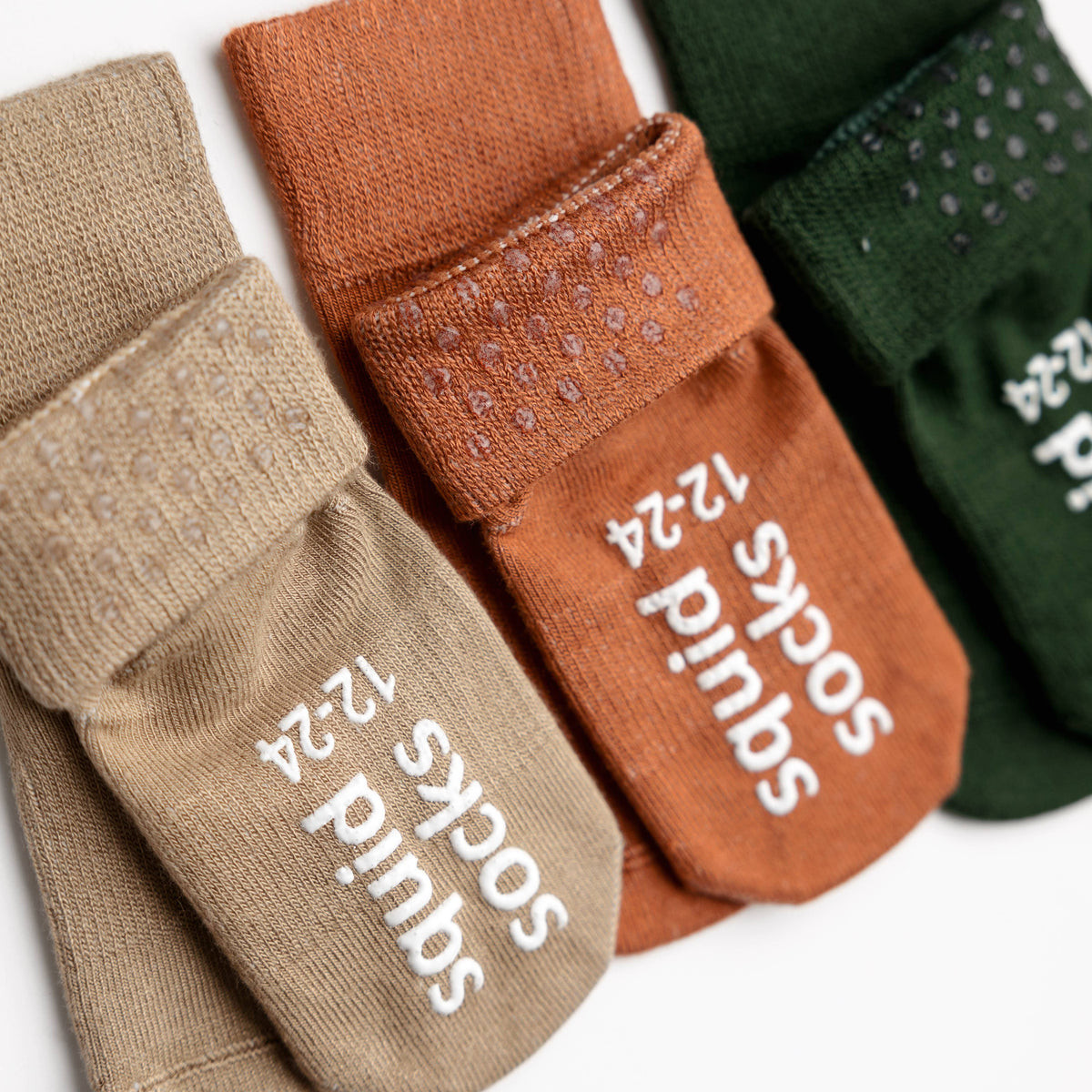 Cypress - Non-Slip Baby Socks in Khaki, Cognac, Evergreen - Baby Dill