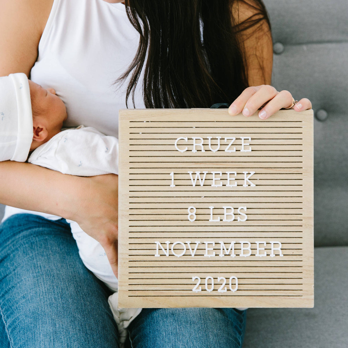 Pearhead - Natural Wood Letterboard - Baby Dill