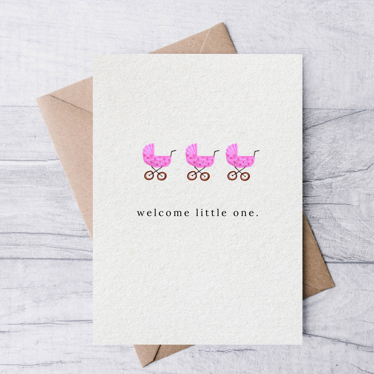 Welcome little one baby card (pink) - Baby Dill