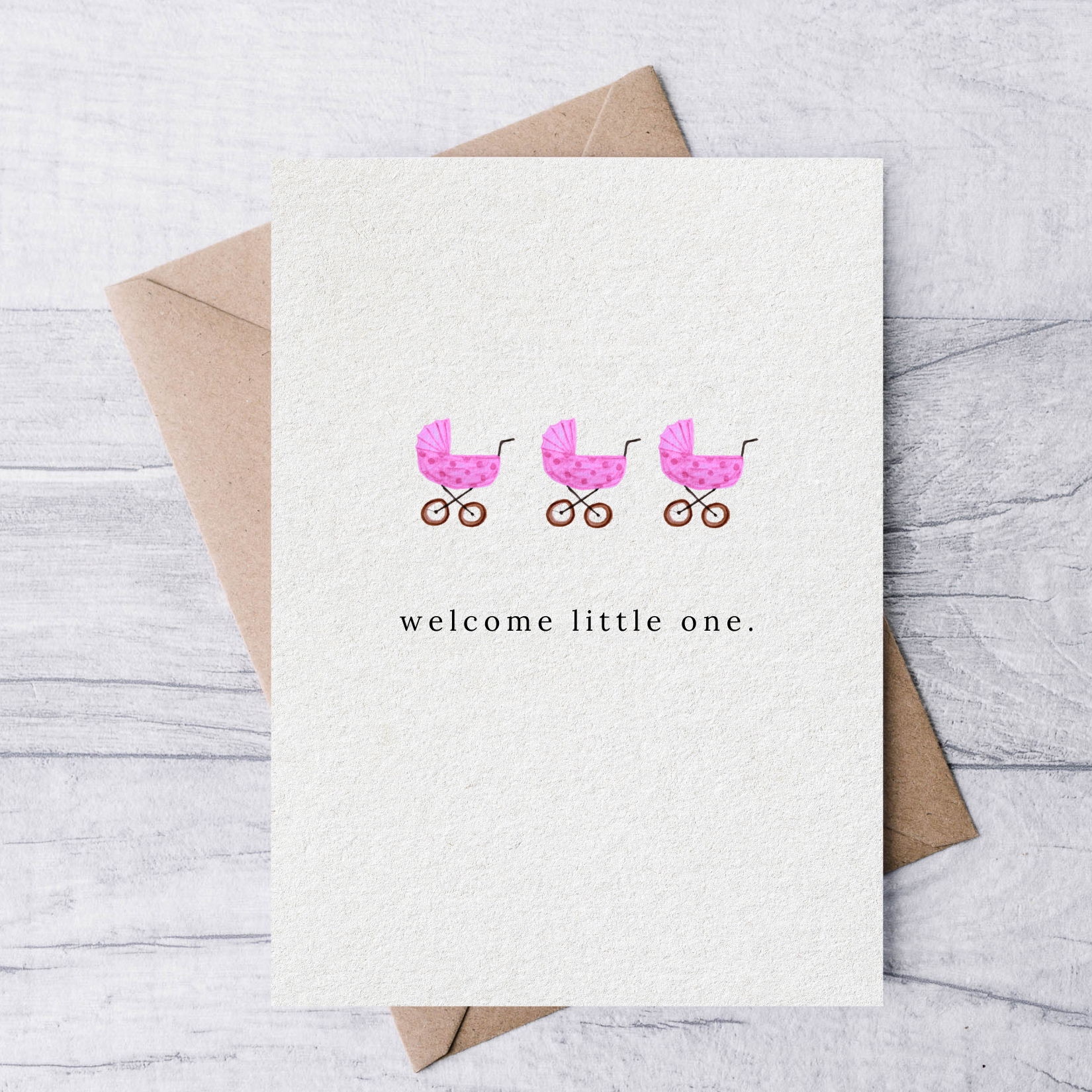 Welcome little one baby card (pink) - Baby Dill