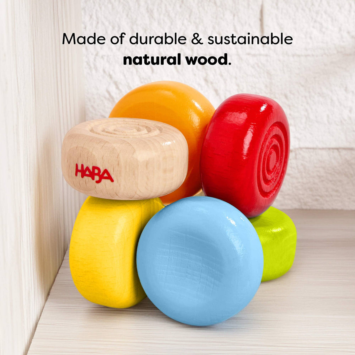 HABA USA - Color Drops Wooden Grasping and Teething Toy - Baby Dill