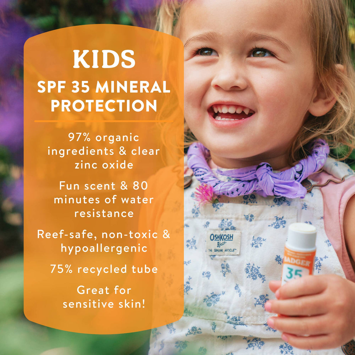 Badger Kids Mineral Sunscreen Face Stick SPF 35 - Baby Dill