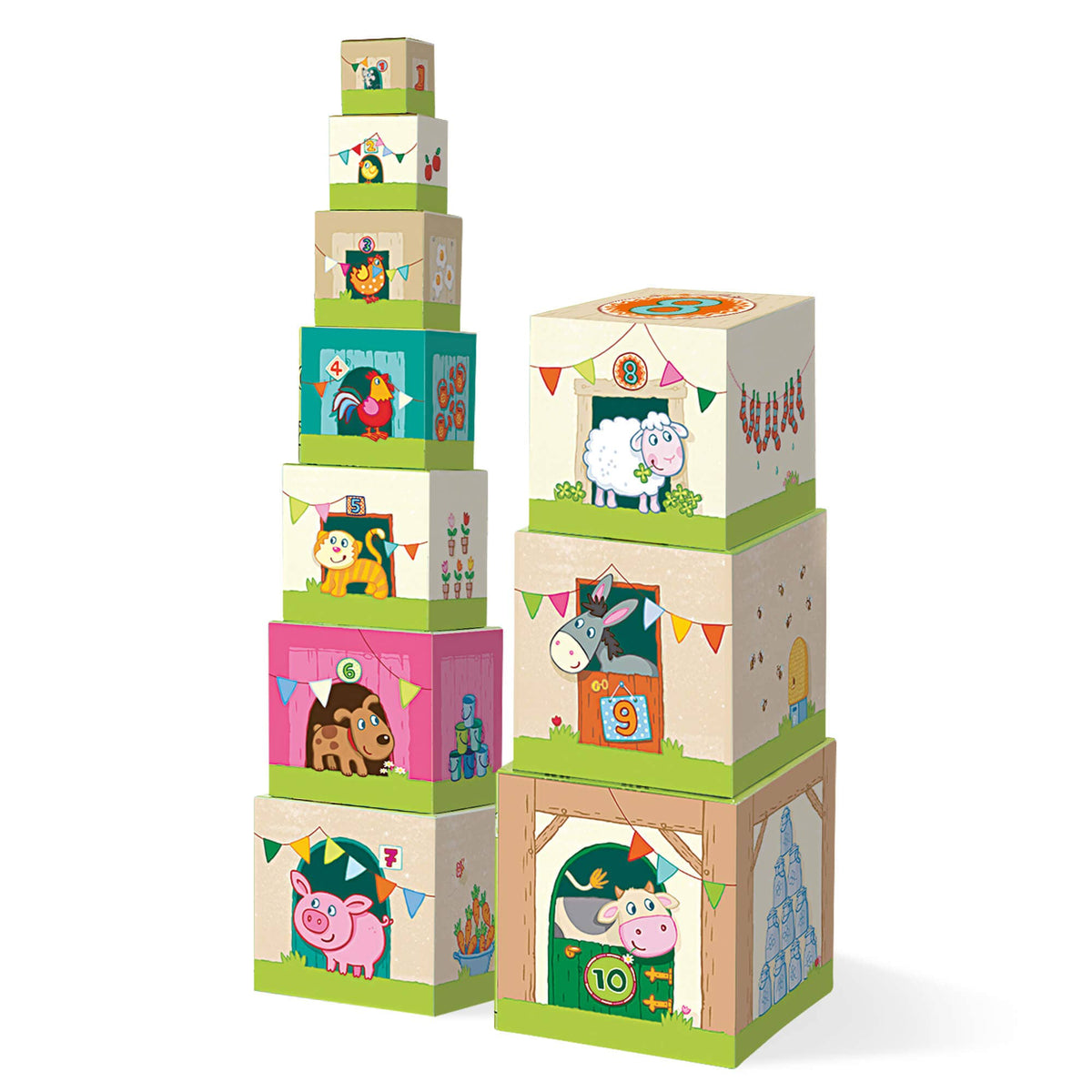 On the Farm Cardboard Stacking & Nesting Cubes - Baby Dill