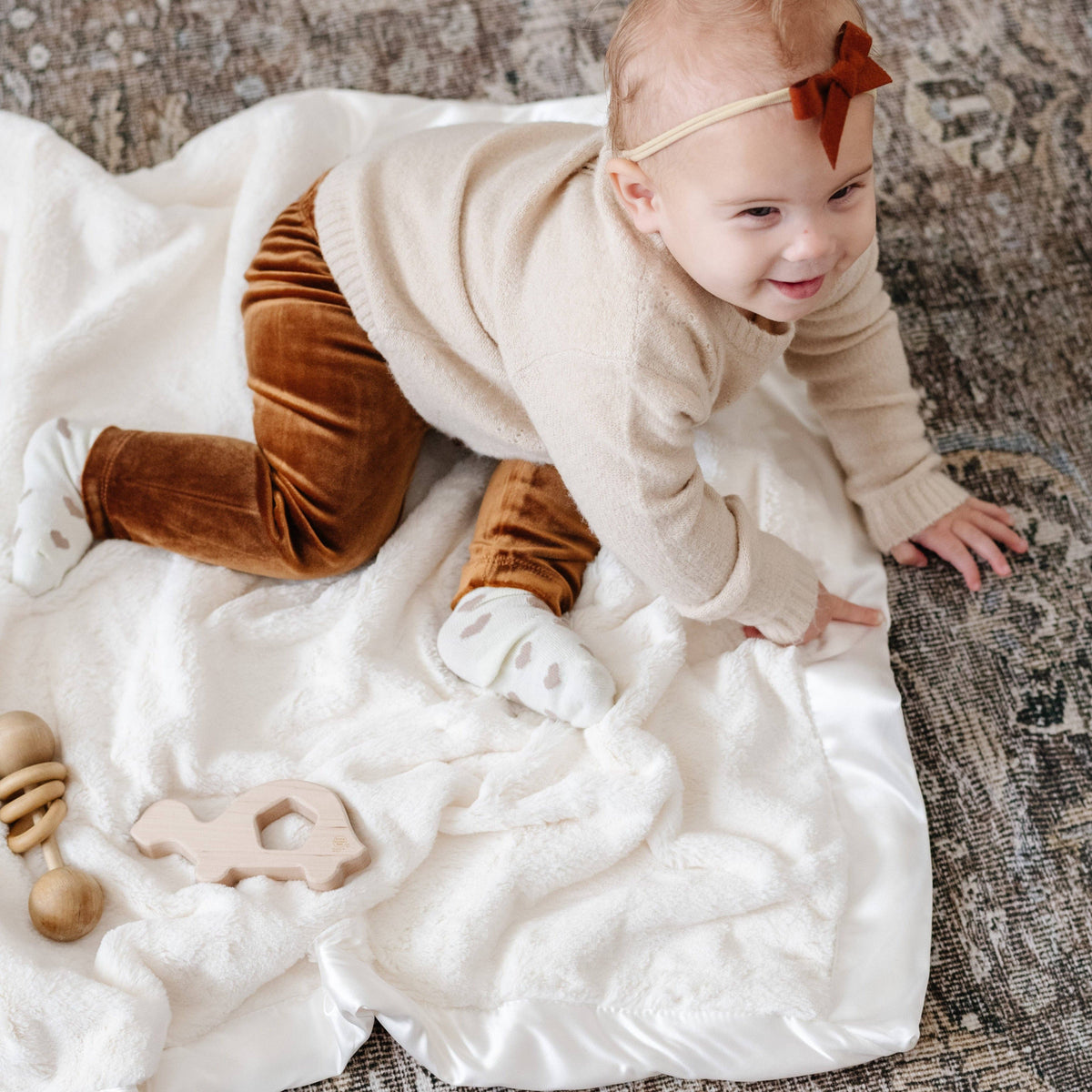 Satin Border Receiving Blanket - Baby Dill