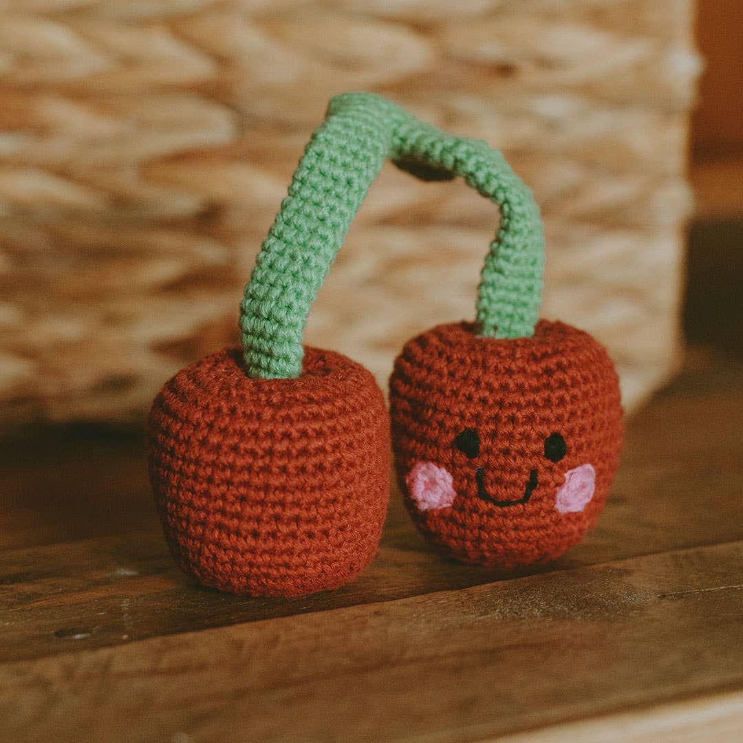 Crochet Play Food Rattle - Cherries - Baby Dill
