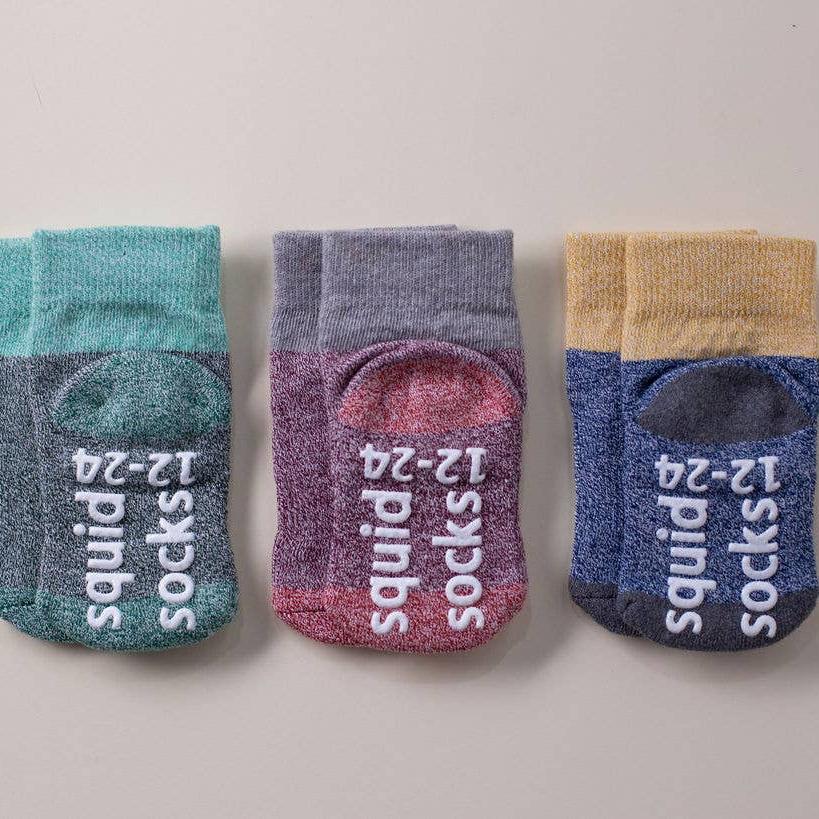 Chris - Non-Slip Baby Socks Blue, Purple, Navy Color Block