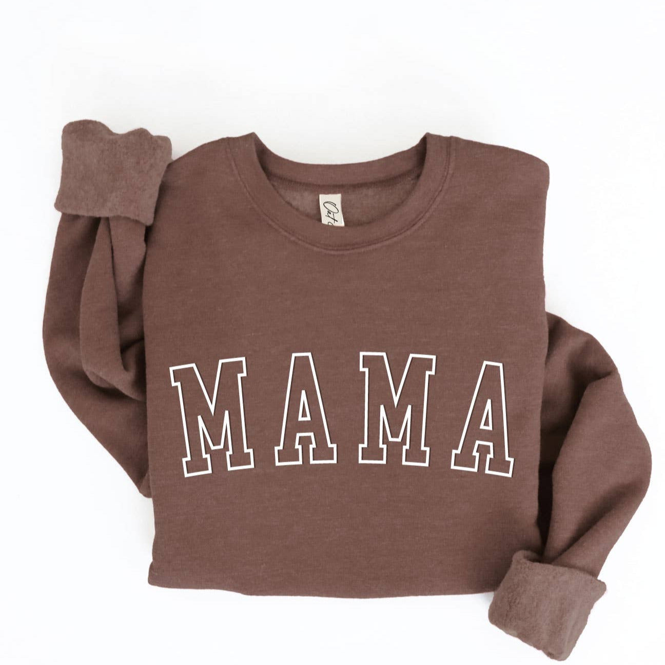 MAMA Puff Print Cozy Sweatshirt - Baby Dill