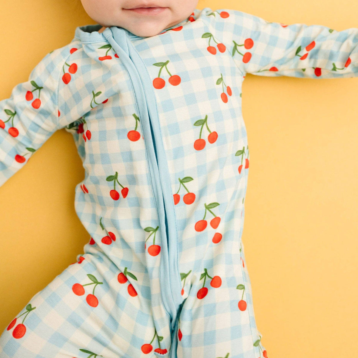 Cherry Picnic Double Zip Bamboo Sleeper - Baby Dill