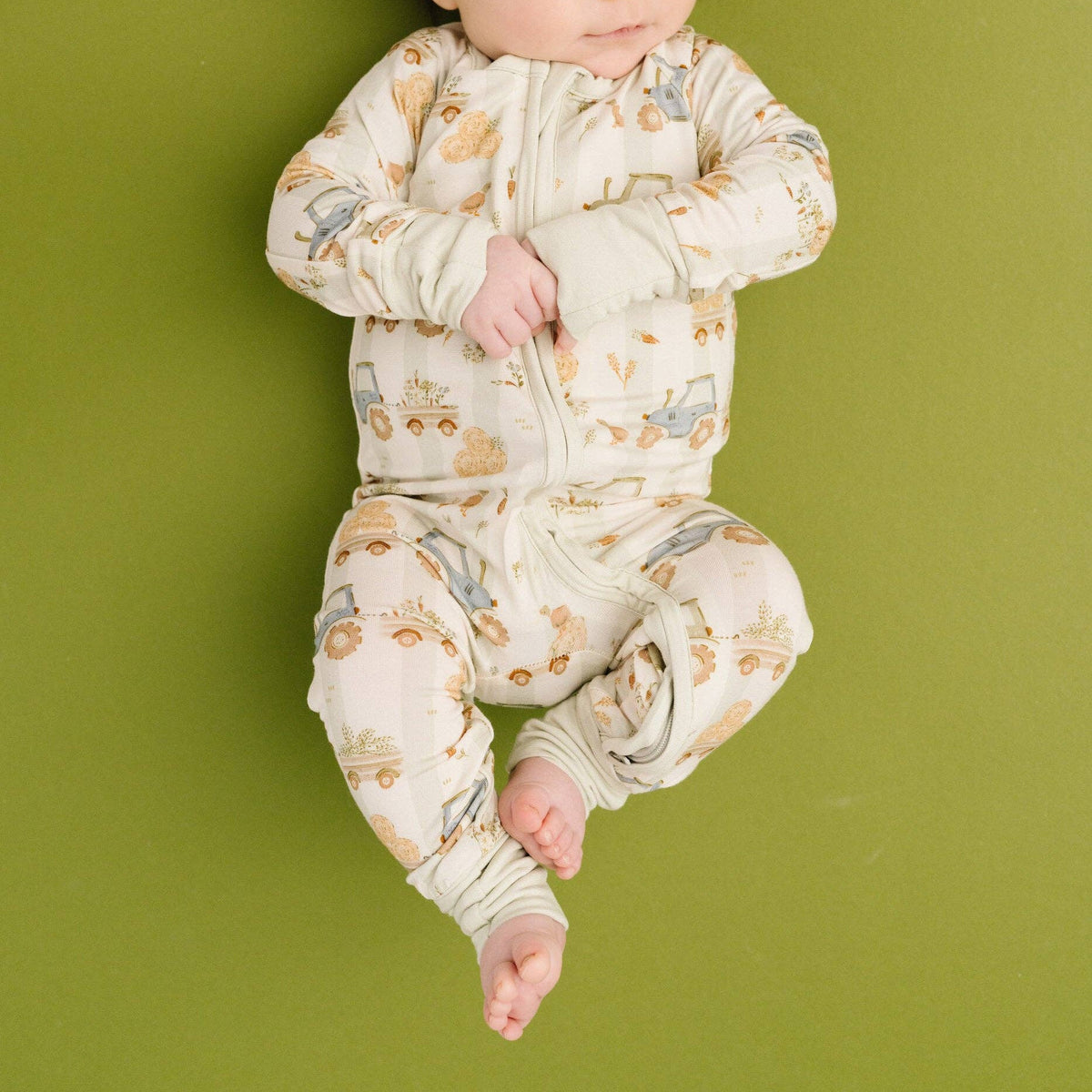 Little One Shop - Tractor Trails Bamboo Sleeper - Baby Dill