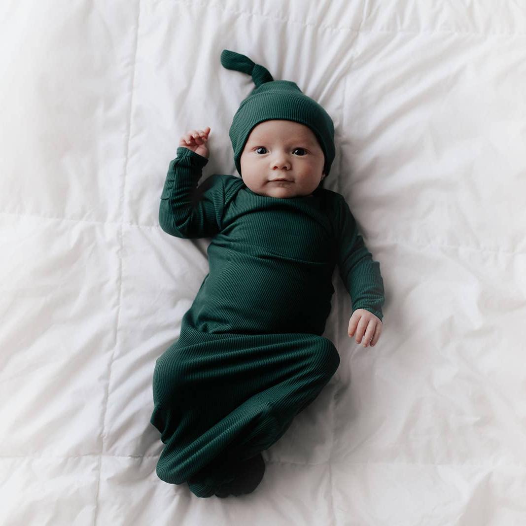 Ribbed Knotted Newborn Baby Gown Sleepwear