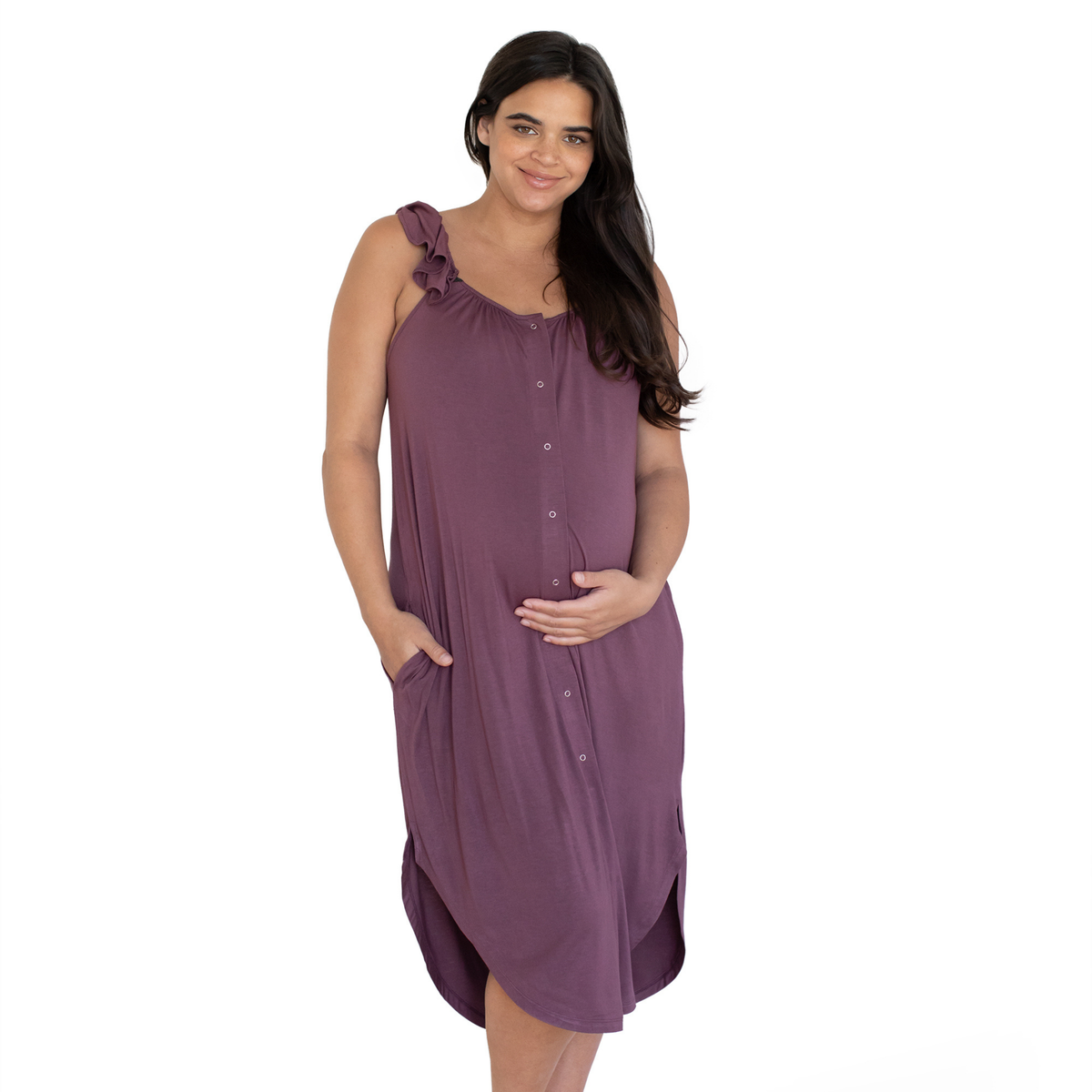 Ruffle Strap Labor &amp; Delivery Gown