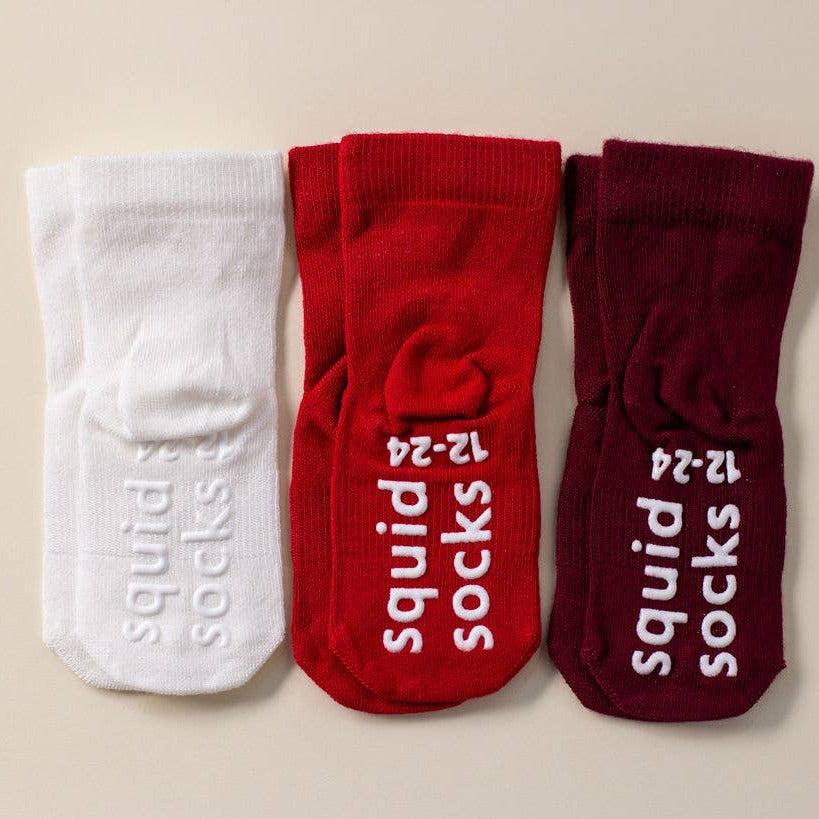 squid socks - Channing - Non-Slip Baby Socks in Red, Ivory, Wine Colors - Baby Dill