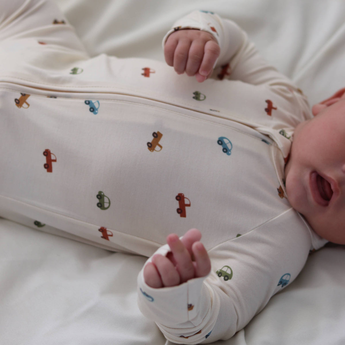 Honeycomb Goods - Cars + Trucks Zip Pajamas - Baby Dill