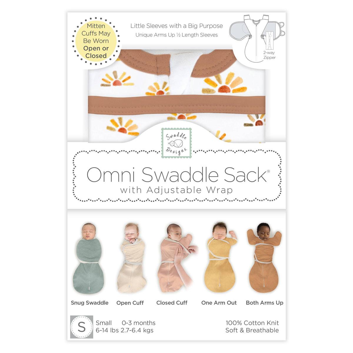 Omni Swaddle Sack, Sunny Days Watercolor, Newborn 0-3 Mo