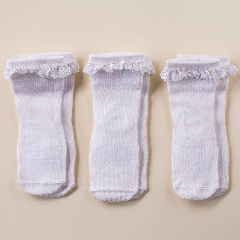 White Lace Non-Slip Silicone Grip Baby Socks
