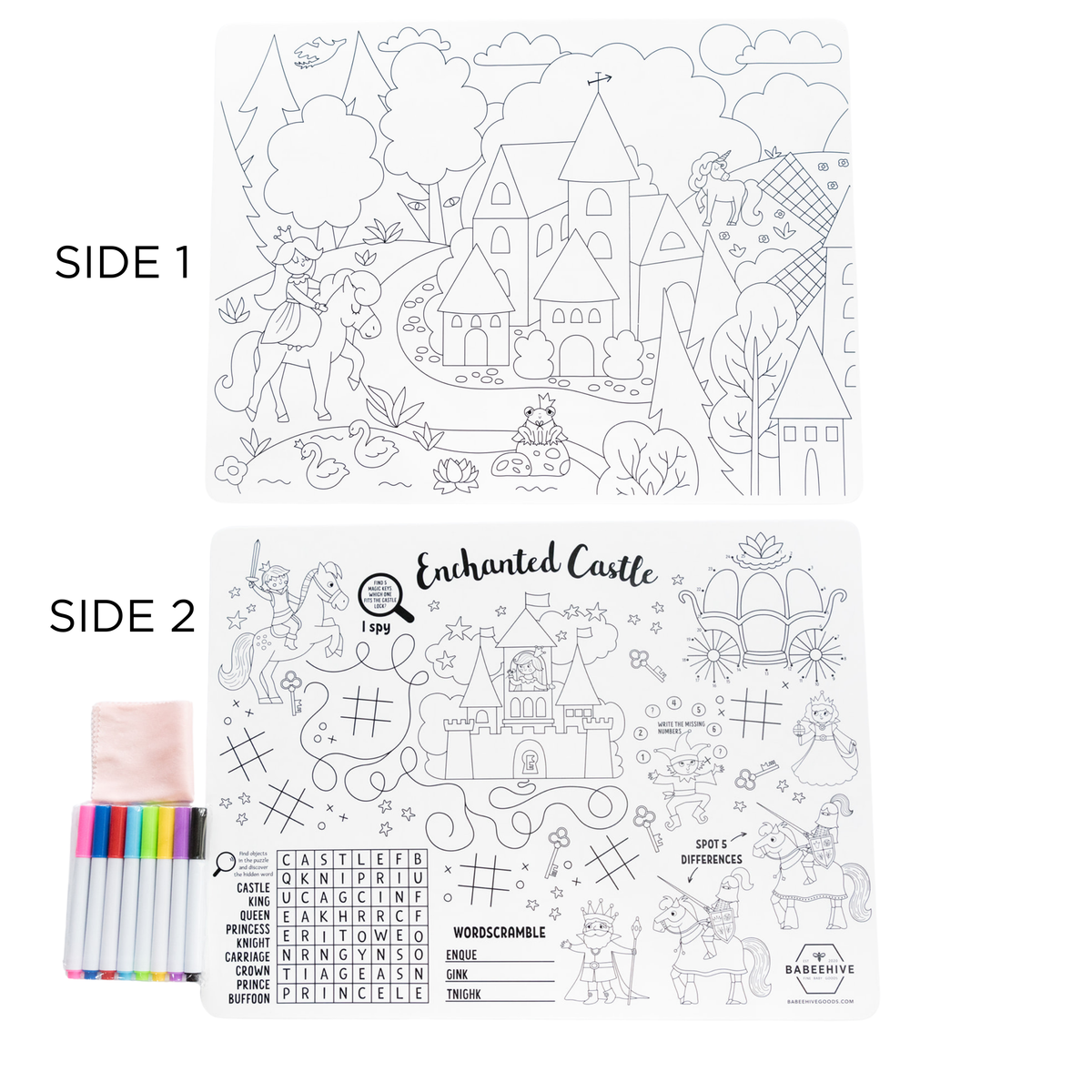 Silicone Reusable Coloring Placemat with Markers - Baby Dill