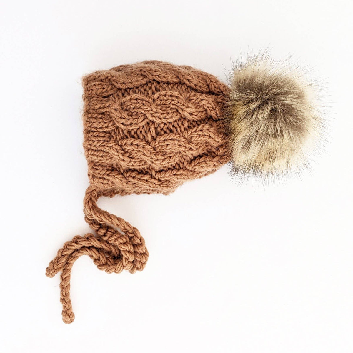 Cable Hand Knit Baby Bonnet Hat