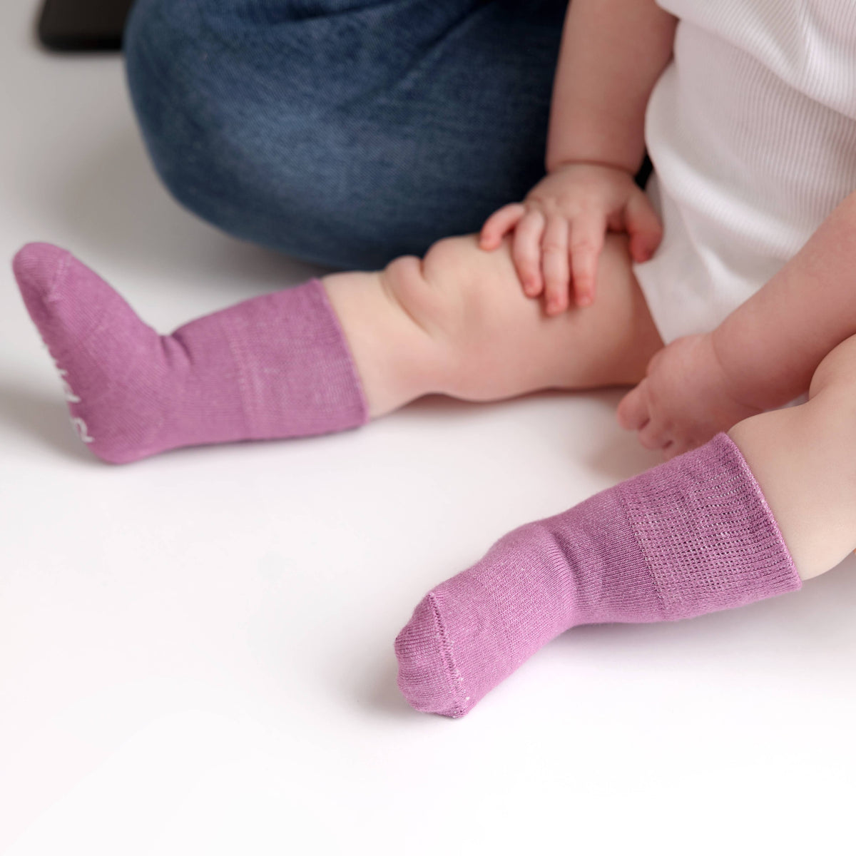 Orchid - Non-Slip Baby Socks in Lilac, Lavender, Plum Colors - Baby Dill