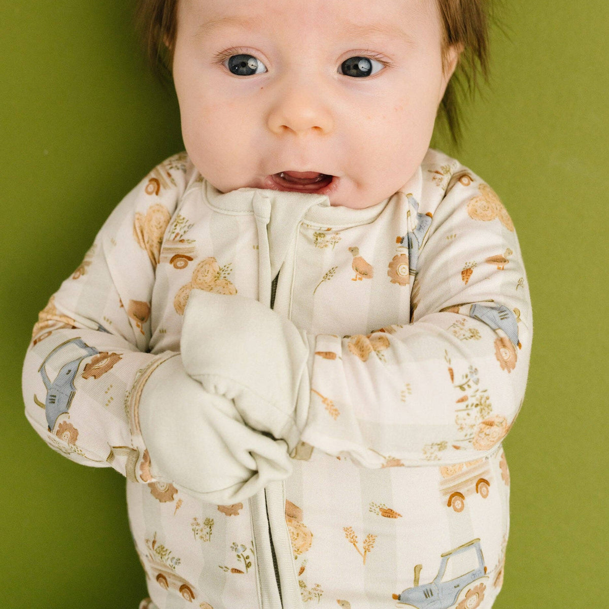 Little One Shop - Tractor Trails Bamboo Sleeper - Baby Dill
