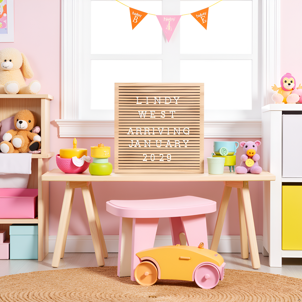 Pearhead - Natural Wood Letterboard - Baby Dill